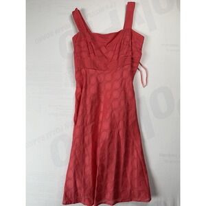 STUDIO I Sundress Wide Strap  Layered Cptton Pink Dotted Women's 16 Petite EUC